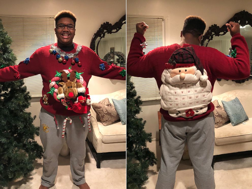 PHOTO: Tati White of Delran, N.J., said he's been rocking this ugly Christmas sweater since his mom made it for him in the 8th grade. 