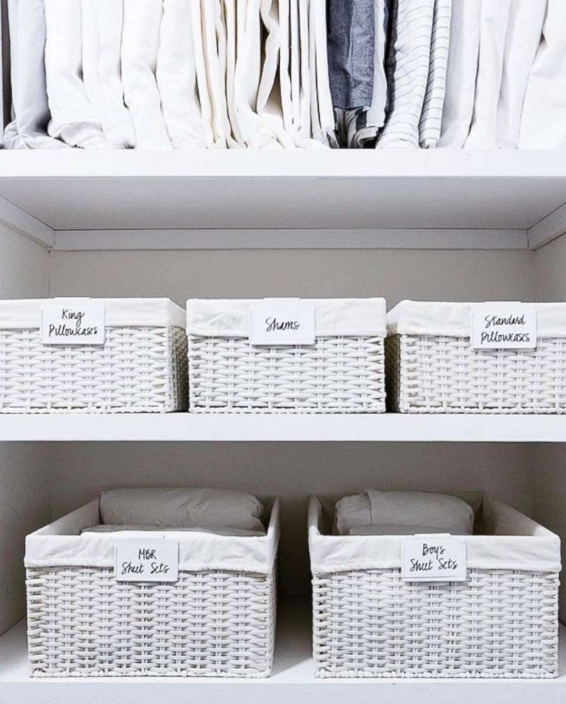 PHOTO: A linen closet organized by The Home Edit founders is pictured.