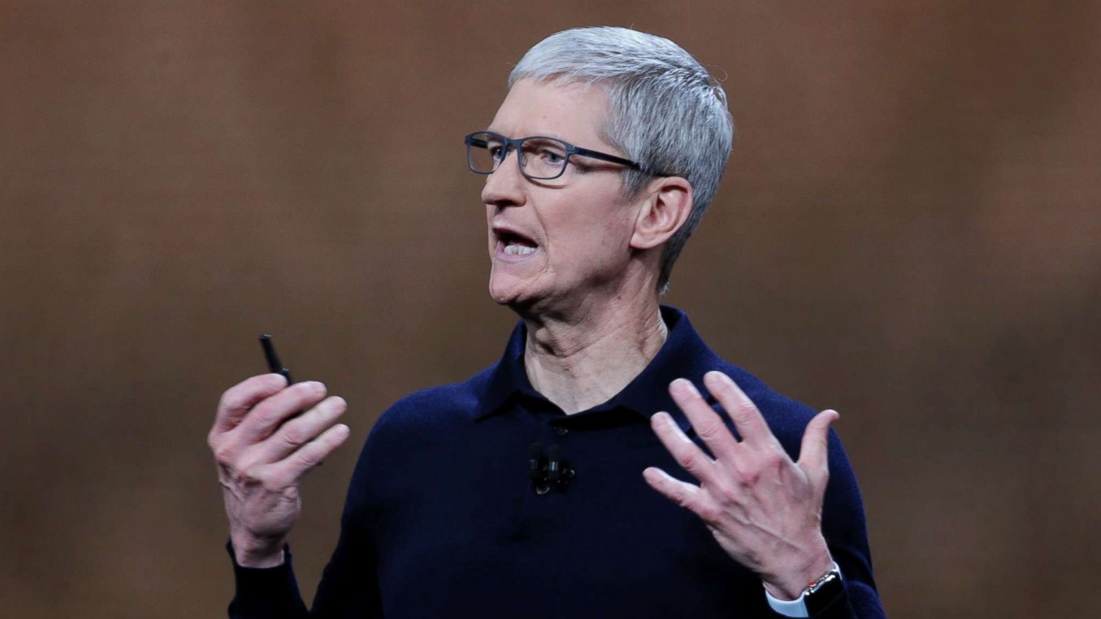 PHOTO: Apple Chief Executive Officer Tim Cook speaks at the Apple Worldwide Developer conference in San Jose, Calif., on June 4, 2018.