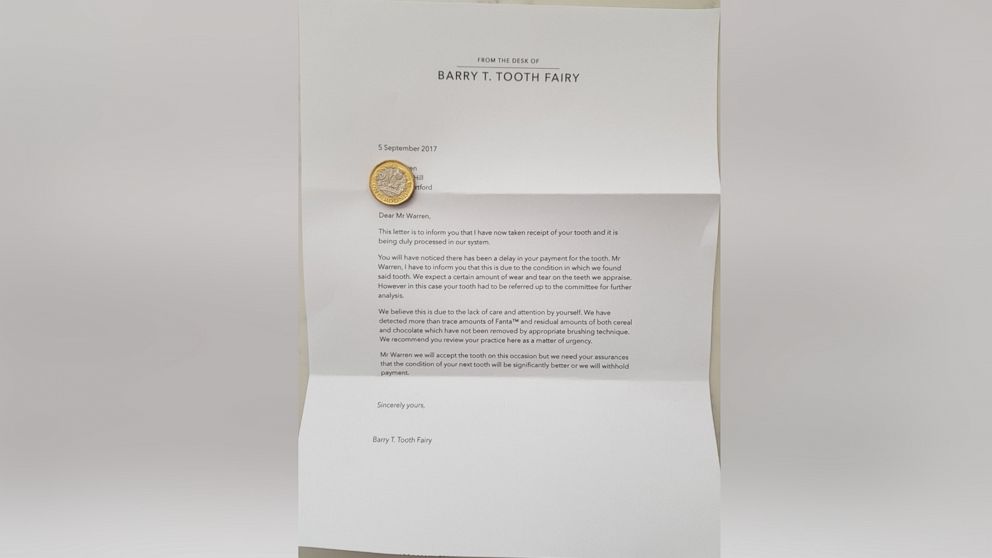 British Parents Create Hilarious Letter From Tooth Fairy Urging