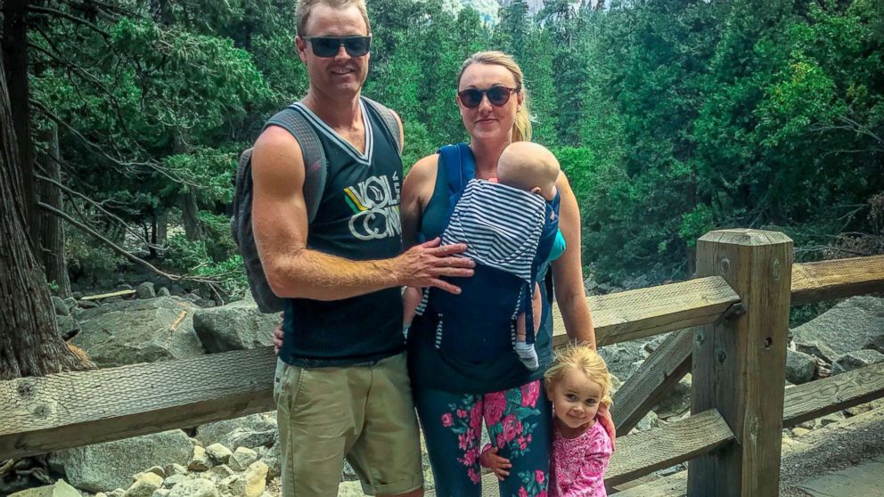 PHOTO: Karen Edwards and Shaun Bayes pose with their children, Esme and Quinn, at Yosemite National Park.