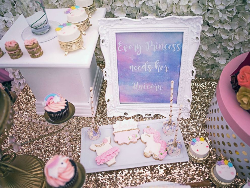 PHOTO: This blush and burgundy baby shower was unicorn-themed.