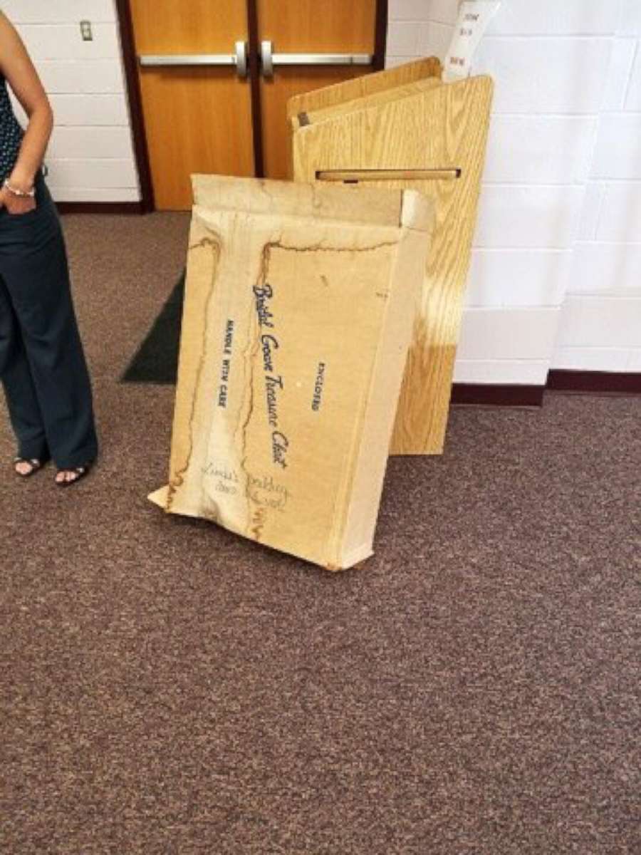PHOTO: The box Linda Hook's wedding gown was found inside. 