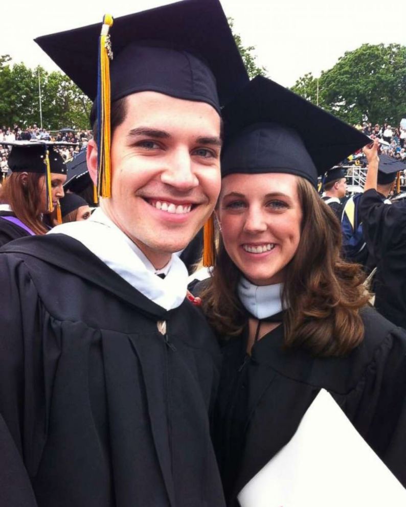 PHOTO: David Grzybowski and Jodi Gilbert are photographed at their graduation from La Salle University in Philadelphia.