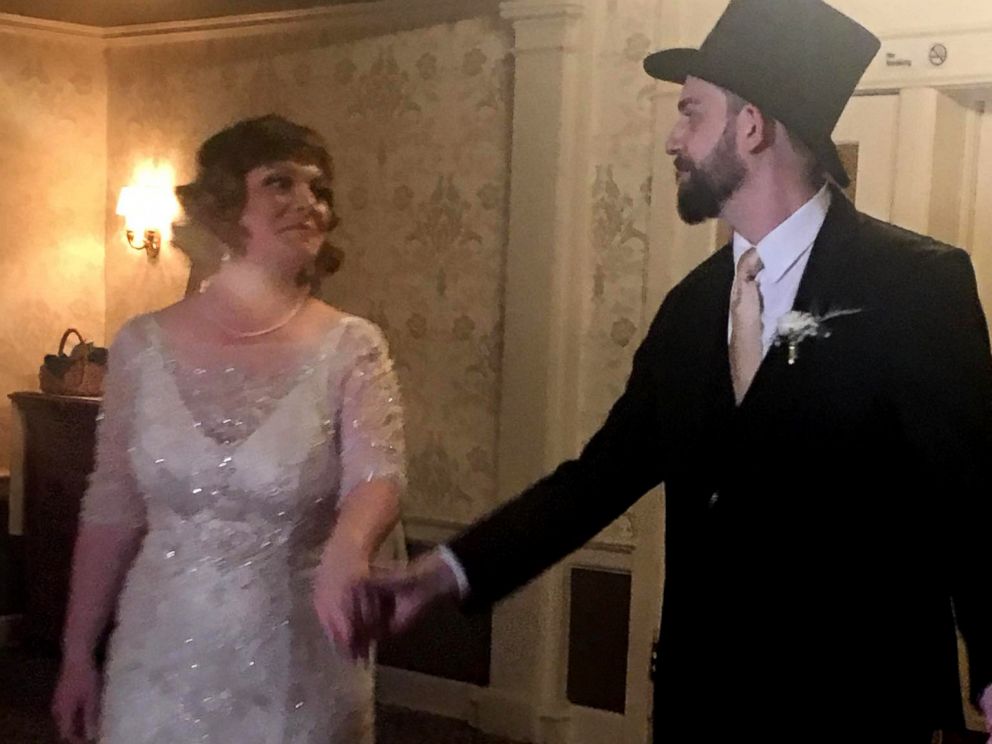 PHOTO: Amanda and John Conforti share a dance together at their Nov. 4, 2017 wedding in Lititz, Penn.