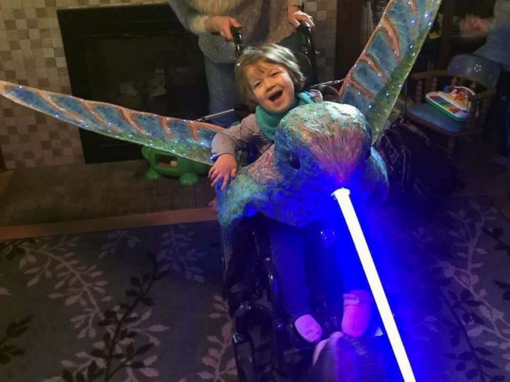 PHOTO: Mattea Haigh, 5, of Portland, Ore., was surprised by her light-up hummingbird costume.
