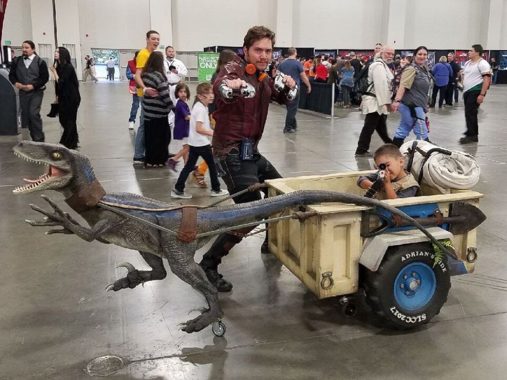 PHOTO: Adrian Paz, 8, of Draper, Utah, is obsessed with Jurassic World and wanted to transform his chair into a dinosaur.