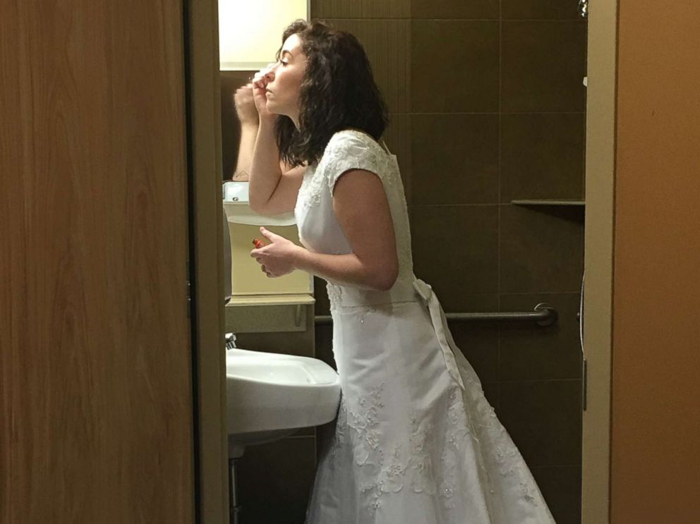 PHOTO: Whitney Romans gets ready for her wedding at St. Lukes Magic Valley Medical Center in Twin Falls, Idaho.