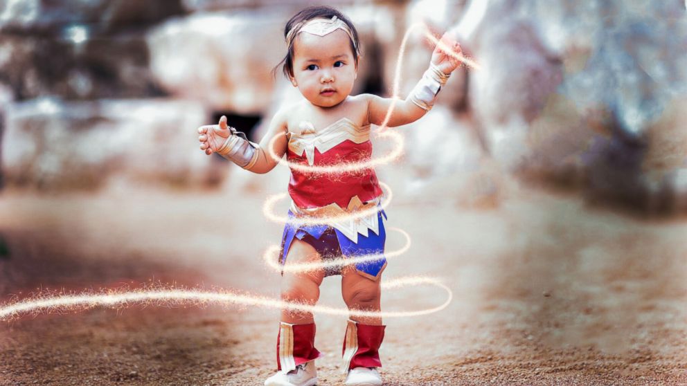 PHOTO: Liliana Chloe, 10-months-old, is dressed in a Wonder Woman costume for Halloween.