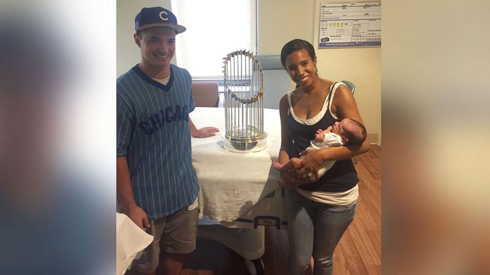 PHOTO: A Chicago hospital celebrated a baby boom 9 months after the Cubs' World Series win with team onesies and photos with the trophy.