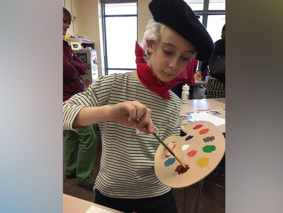 PHOTO: Geroge Yionoulis, 9, practicing his painting in class.