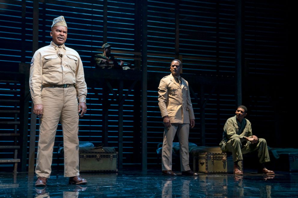 PHOTO: David Alan Grier, left, Blair Underwood, and Billy Eugene Jones during a performance of "A Soldier's Play" in New York.