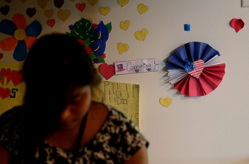 PHOTO: Decorations cover the walls of rooms of immigrants at the U.S. government's holding center for migrant children in Carrizo Springs, Texas, July 9, 2019.