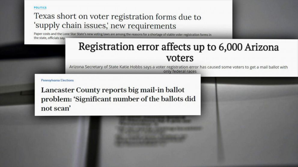 PHOTO: Counties across the country ran into isolated instances of trouble during the primaries and early-voting periods.