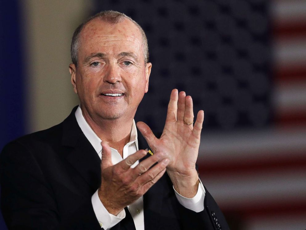 PHOTO: Democratic candidate Phil Murphy, who is running against Republican Lt. Gov. Kim Guadagno for the governor of New Jersey, speaks at a rally on Oct. 19, 2017, in Newark, N.J.