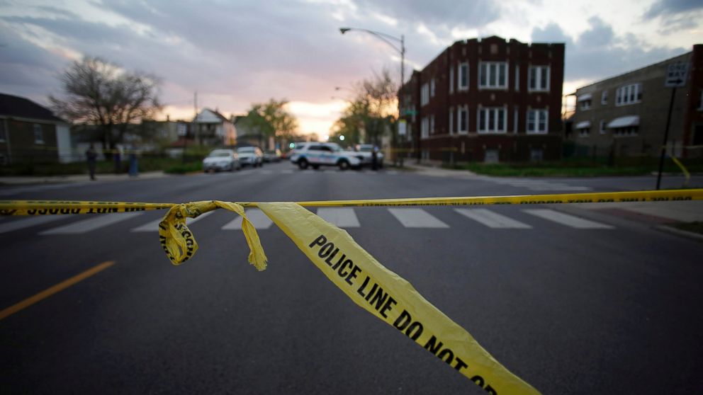 PHOTO: Chicago Police crime tape is displayed at a crime scene, April 25, 2016 in Chicago.