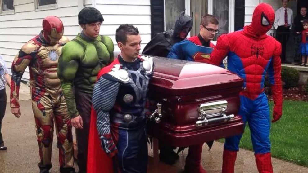 Brayden Denton's superhero funeral.