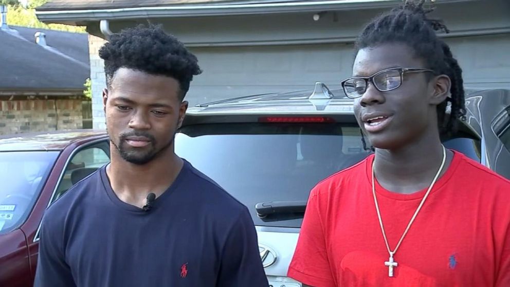 Two Texas high school football players, Cedric Ingram-Lewis and Larry McCullough, were thrown off their team literally moments after kneeling in protest during the national anthem before a game, Sept. 29, 2017. 