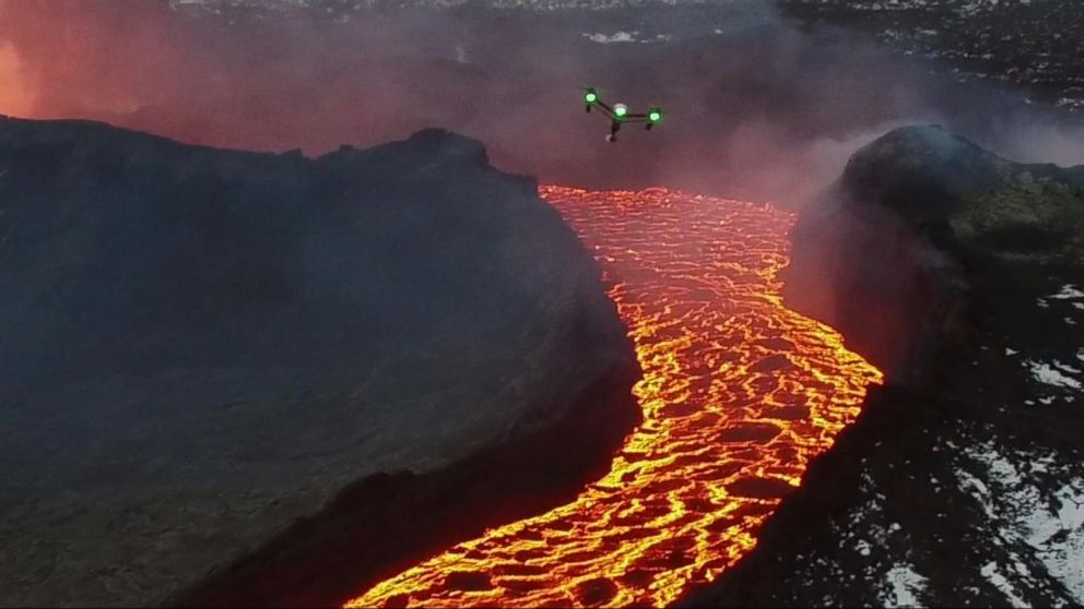 Drone's Eye View Inside Erupting Volcano