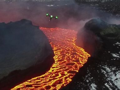 Drone's Eye View Inside Erupting Volcano