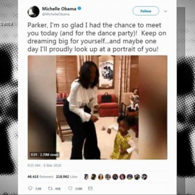 VIDEO: Michelle Obama meets young girl who went viral in photo looking at her portrait