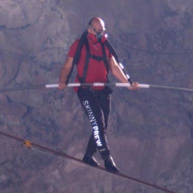 VIDEO: Aerialist Nik Wallenda walks tightrope across one of world's most active volcanoes