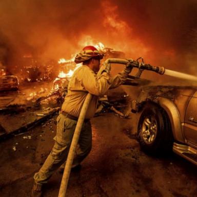 VIDEO: The heroes of Los Angeles who are battling the blaze up-close