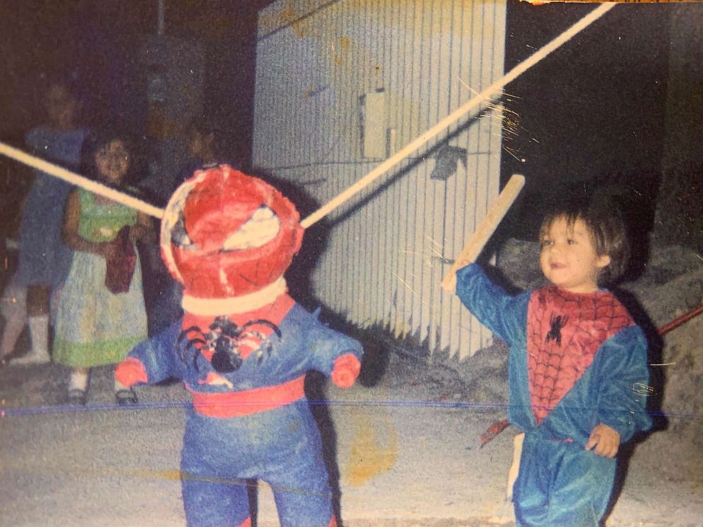 PHOTO: A young Brandon Salinas celebrates a birthday dressed as his favorite childhood superhero, Spiderman.