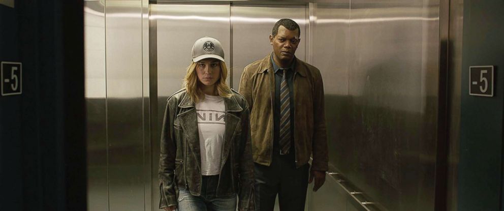 PHOTO: Brie Larson and Samuel L Jackson appear in a scene from "Captain Marvel."