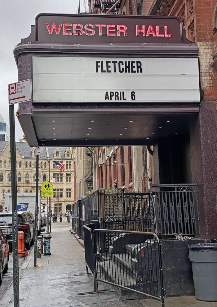 PHOTO: The marquee outside of Webster Hall in New York City displays the singer/songwriter FLETCHER.