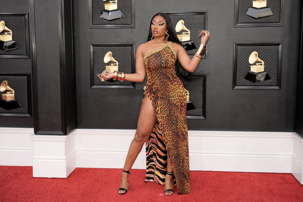 PHOTO: Megan Thee Stallion attends the 64th Annual Grammy Awards in Las Vegas, April 3, 2022.