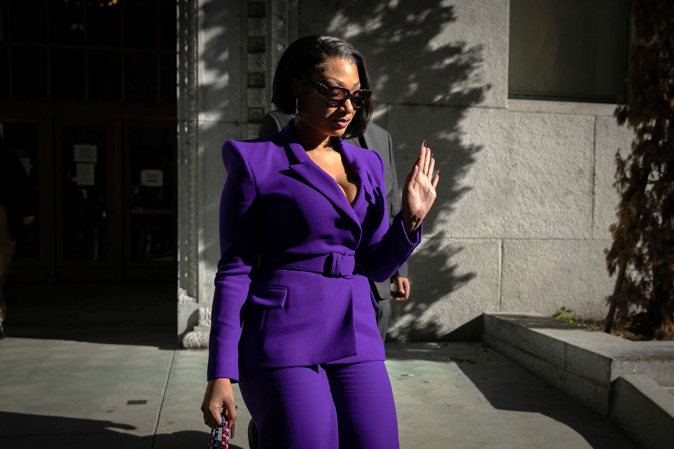 PHOTO: In this Dec. 13, 2022, file photo, Megan Thee Stallion, whose legal name is Megan Pete, makes her way from the Hall of Justice to the courthouse to testify in the trial of Rapper Tory Lanez for allegedly shooting her, in Los Angeles, CA.