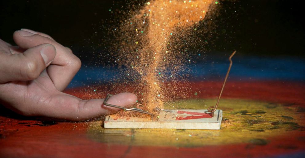 PHOTO: A mouse trap with glitter was captured on super slow motion camera when it snapped.