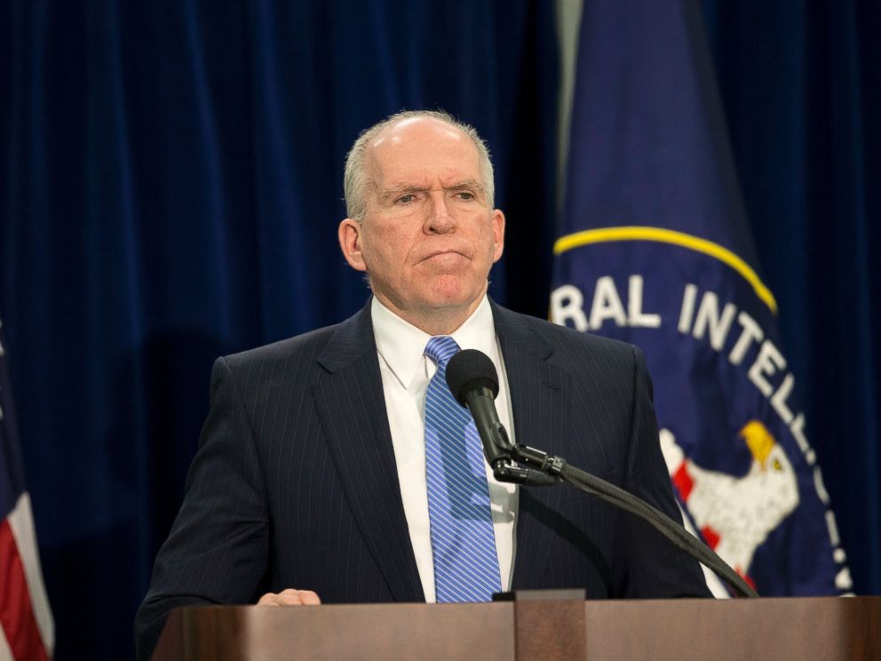 PHOTO: CIA Director John Brennan pauses during a news conference at CIA headquarters in Langley, Va., Dec. 11, 2014. 
