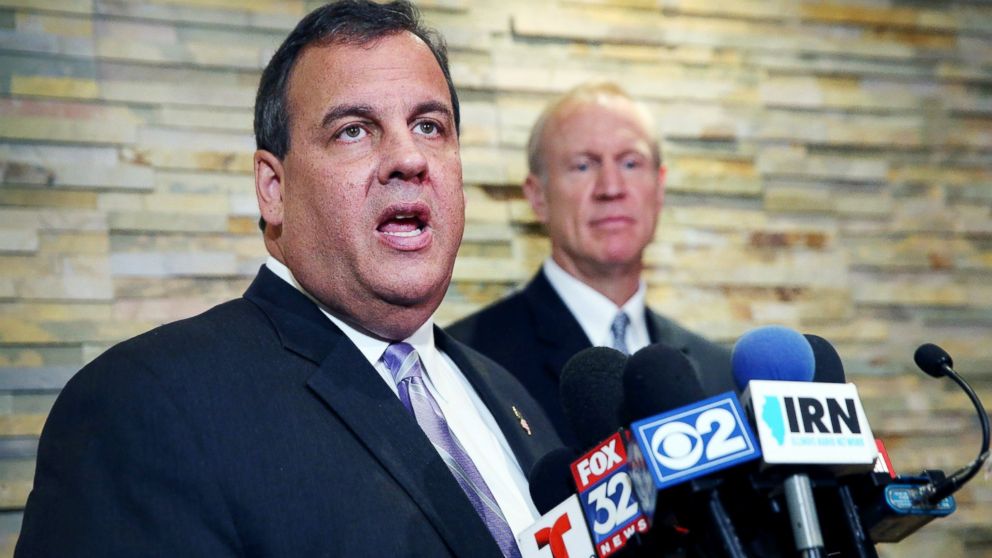 New Jersey Gov. Chris Christie speaks at a press conference following a campaign event with Illinois gubernatorial candidate Bruce Rauner, Sept. 23, 2014, in Chicago.