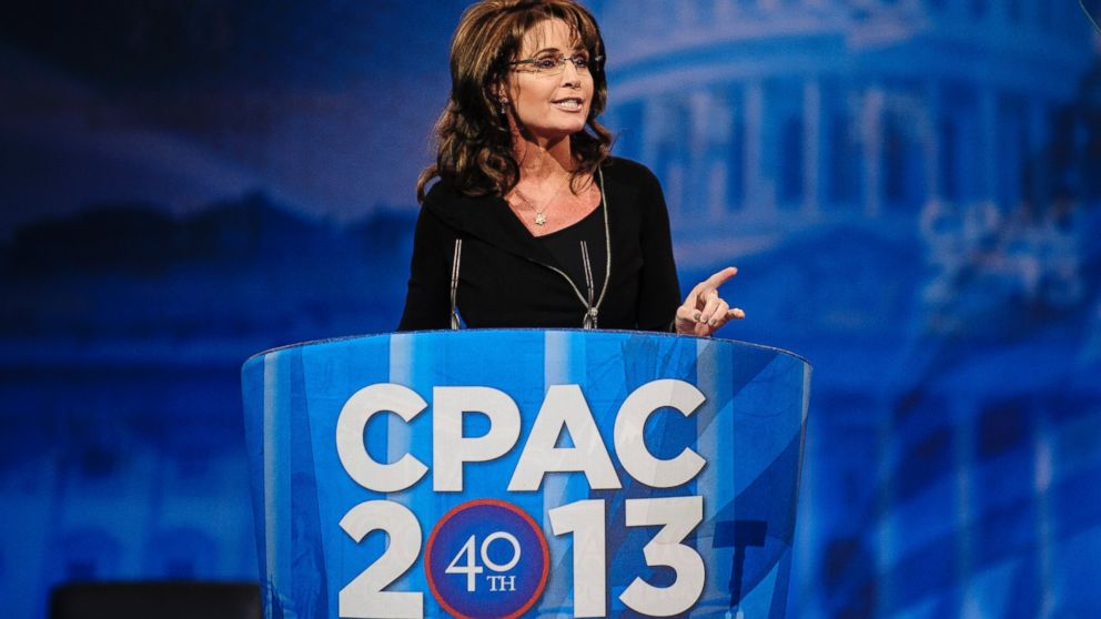 PHOTO: Sarah Palin, former Gov. of Alaska, speaks at the 2013 Conservative Political Action Conference (CPAC), March 16, 2013, in National Harbor, Md. 