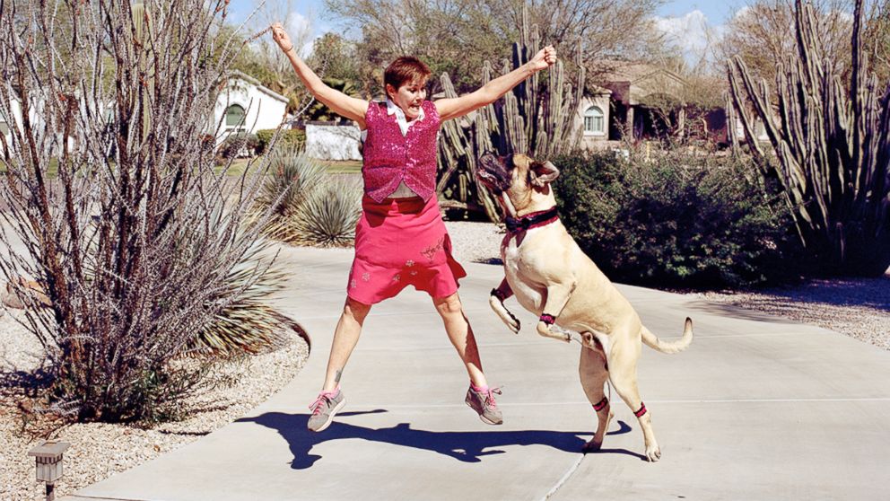 PHOTO:Stephanie dances with her dog, Charleston, in Phoenix, Ariz.
