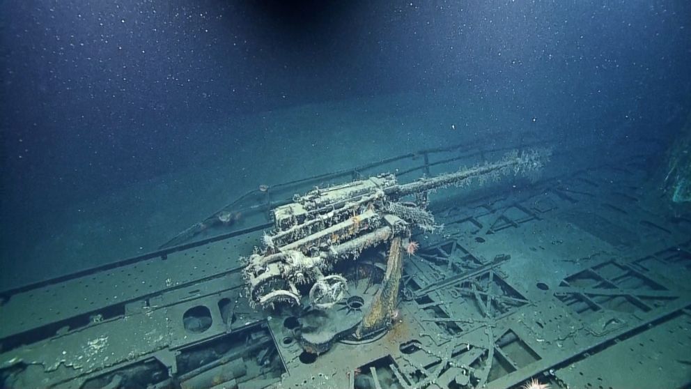 PHOTO: This image made from the "A Tale of Two Wrecks: U-166 and SS Robert E. Lee" video shows the gun on the U-166 U-boat which rests 1500 feet below the water's surface.
