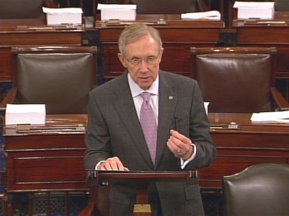 Vdieo of Senators Reid and McConnell on senator floor debating whether Wall Street reform bill should be brought up for debate.