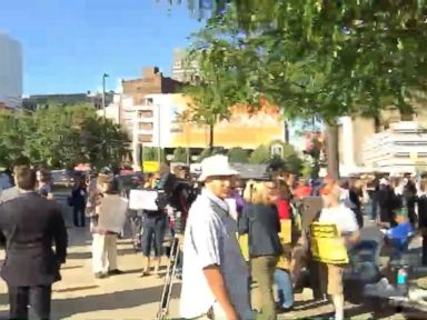 VIDEO: ABC News' Josh Haskell talks to fans and protestors awaiting the top 10 GOP candidates.