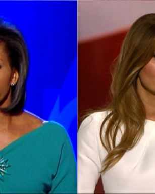 VIDEO: Melania Trump delivered the most anticipated speech on the first night of the Republican National Convention, but portions of her remarks bear striking similarities to Michelle Obama's speech to the Democratic National Convention eight years ago.