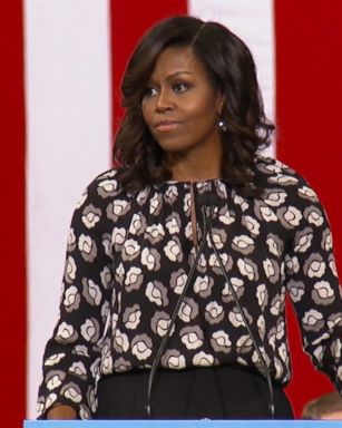 First lady Michelle Obama and Hillary Clinton took the stage together for the first time in this election at an early-vote rally in North Carolina today.