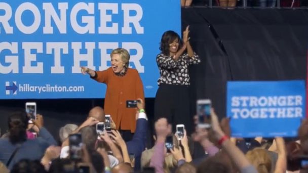 Video Hillary Clintons Closer Michelle Obama Energizes Nc Crowd Abc News