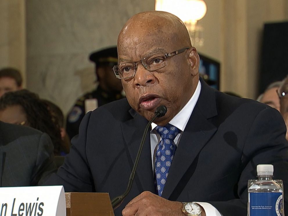 PHOTO: Rep. John Lewis testifies during the second day of a confirmation hearing for Attorney General-designate, Sen. Jeff Sessions, before the Senate Judiciary Committee on Capitol Hill in Washington, D.C., Jan. 11, 2017.