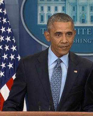 Obama addresses reporters in the Brady Press Briefing Room.