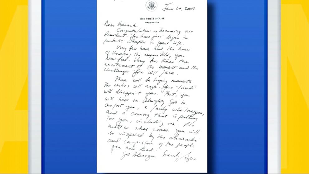 First On Abc George W Bush S Inauguration Day Letter To Barack Obama Abc News