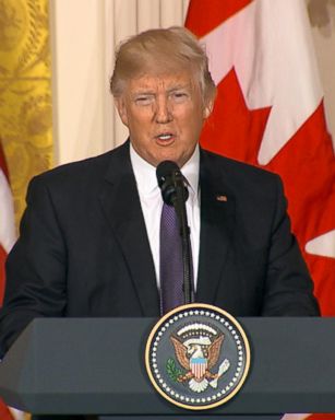 Trump and Trudeau glossed over their differing views on Syrian refugees and the security implications of immigration during their joint press conference at the White House this afternoon.