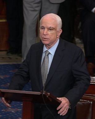 VIDEO: Following a tie-breaking vote by Vice President Mike Pence, McCain was given the opportunity to address his colleagues.