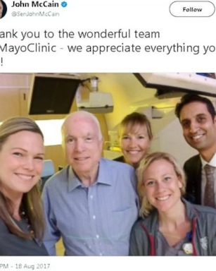 Sen. John McCain, who is battling an aggressive form of brain cancer, has finished the first round of radiation and chemotherapy treatment, daughter Meghan McCain said Friday.