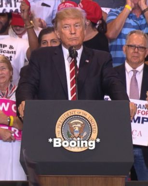 "I'm only doing this to show you how damned dishonest they are," President Trump said during a rally in Phoenix, Arizona, tonight.